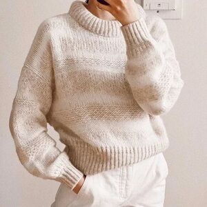 Everlane Heathered Oat The Puff Sweater Wool Alpaca Sz L